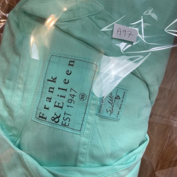 Frank & Eileen EILEEN Shirt Famous Denim Relaxed Button-Up Size XS Seafoam Green - Picture 10 of 11